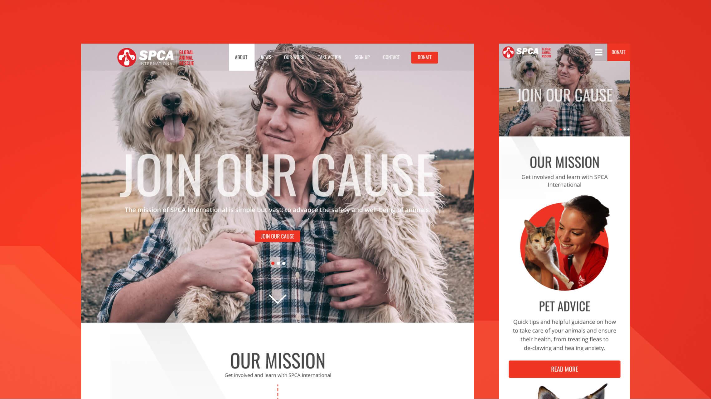 Homepage design for desktop and mobile