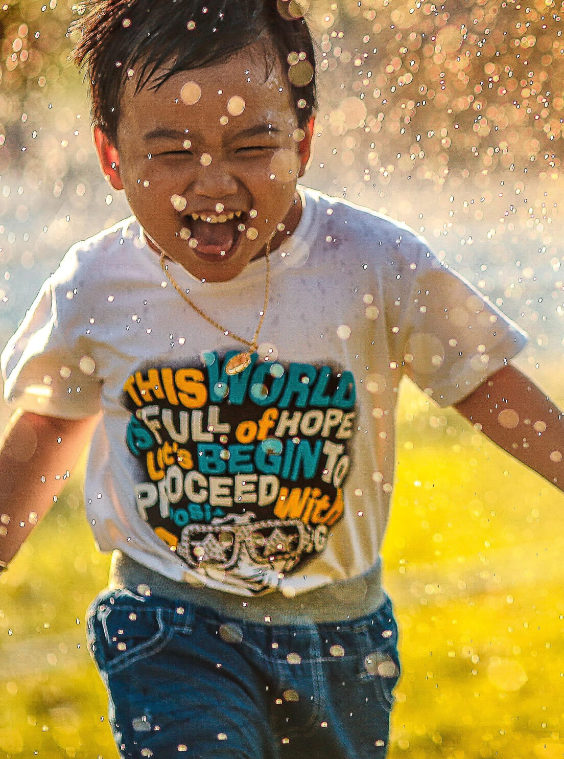 Young boy smiling and having fun